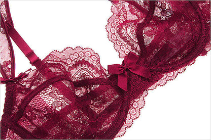 Soutien-gorge en dentelle européen et américain, sexy, bonnet fin, transparent, confortable, ensemble 9188
