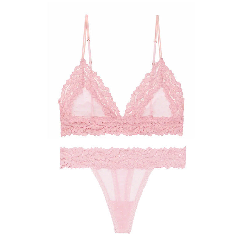 Sexy beau dos Triangle tasse sans anneau en acier confortable respirant doux ensemble de soutien-gorge