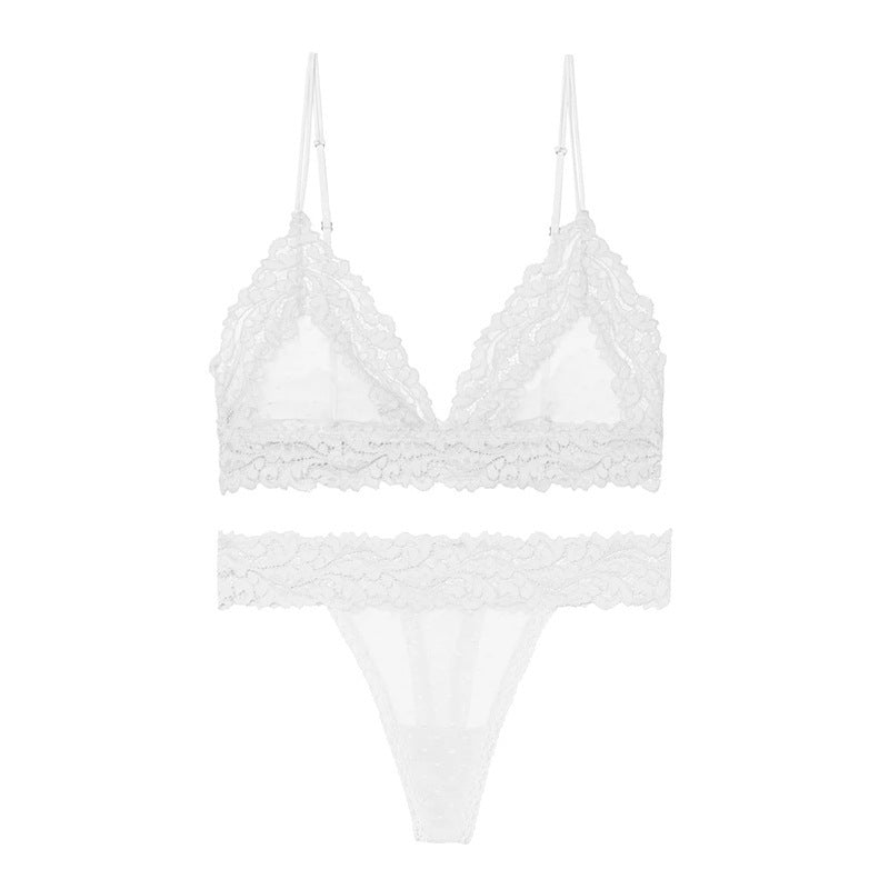Sexy beau dos Triangle tasse sans anneau en acier confortable respirant doux ensemble de soutien-gorge