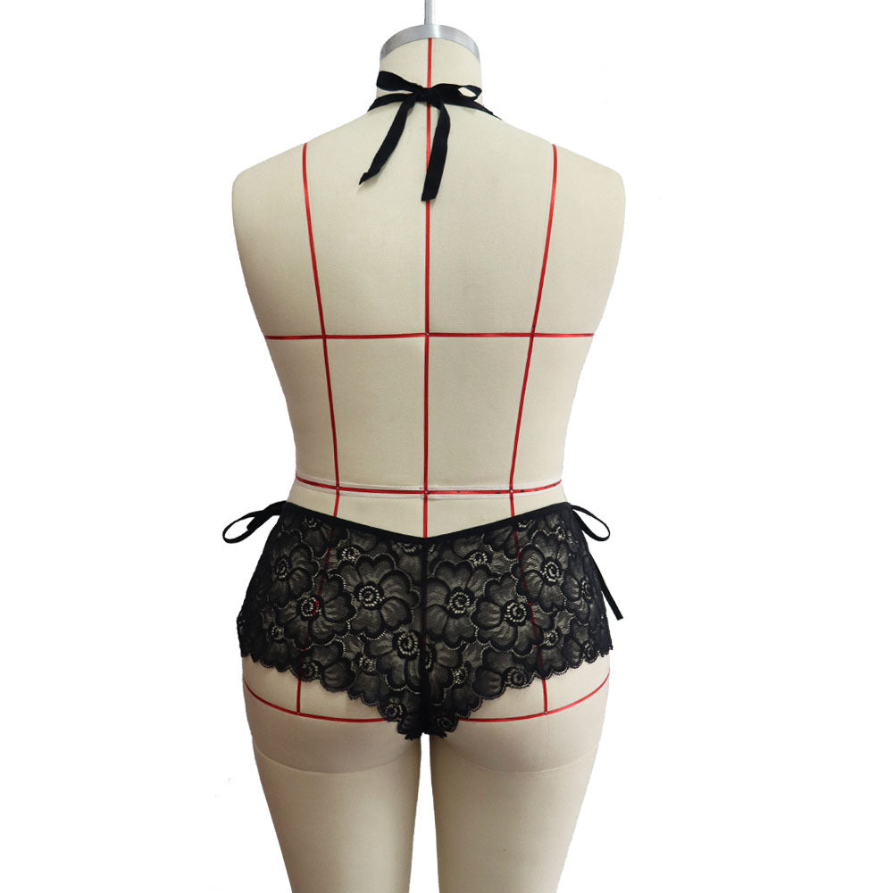 Lingerie Sexy grande taille pour femmes, dentelle transparente, collant une pièce, chemise de nuit
