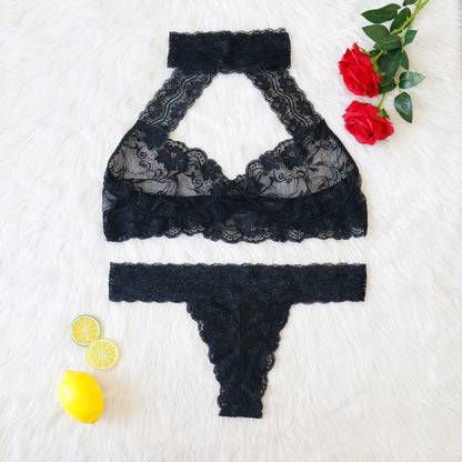 Sexy Encaje Profundo V Hueco Halter Cuello Grasa MM Traje Sexy Lencería Sexy
