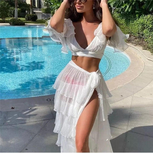 Ensemble 2 pièces sexy pour femmes, robes de plage, vacances, été