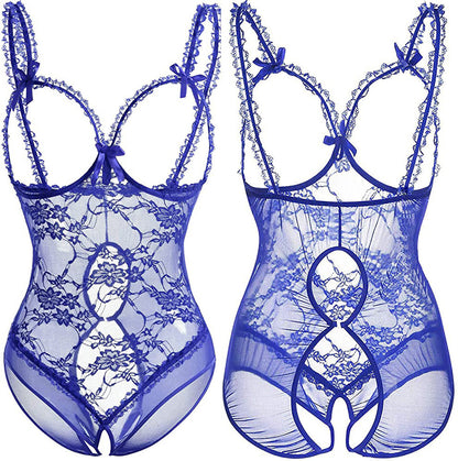 Ensemble de sous-vêtements sexy une pièce en dentelle transparente pour femme