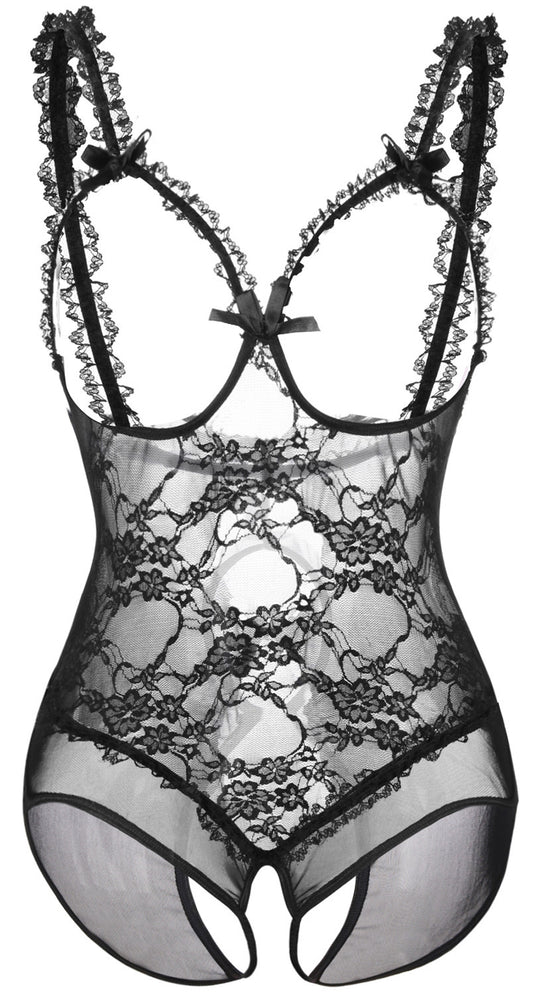 Ensemble de sous-vêtements sexy une pièce en dentelle transparente pour femme