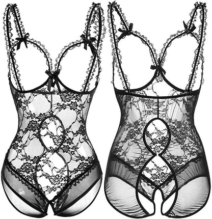 Ensemble de sous-vêtements sexy une pièce en dentelle transparente pour femme