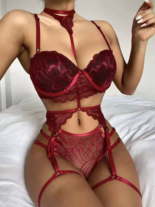 Xun Hot Lace Sexy Temptation Traje de tres puntos Lencería sexy