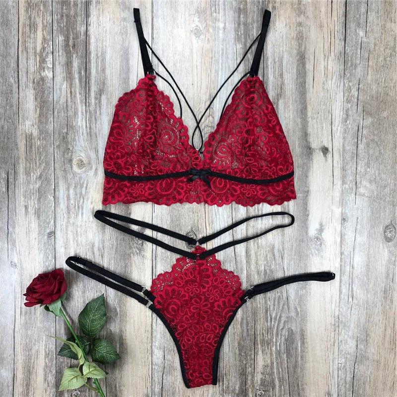 Bandage dentelle lingerie sexy femme soutien-gorge sous-vêtements