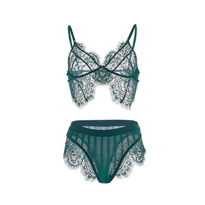 Ensemble de sous-vêtements de soutien-gorge sexy en dentelle de cils, coupe légère, sans anneau en acier