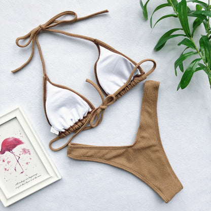 Sexy Triangle Swimsuit Set In Glitter Bikini