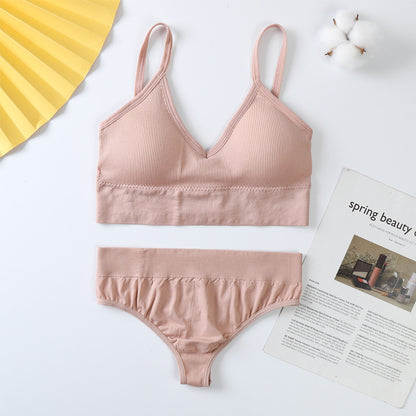 Conjunto de sujetador y braguitas para mujer, conjunto de Sujetador deportivo con realce, Tanga Sexy sin costuras, sujetador para actividad, Tanga, lencería, Top corto de Fitness, ropa interior