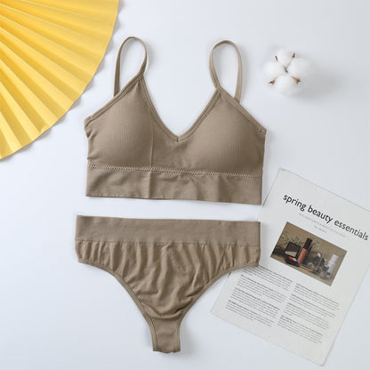Conjunto de sujetador y braguitas para mujer, conjunto de Sujetador deportivo con realce, Tanga Sexy sin costuras, sujetador para actividad, Tanga, lencería, Top corto de Fitness, ropa interior