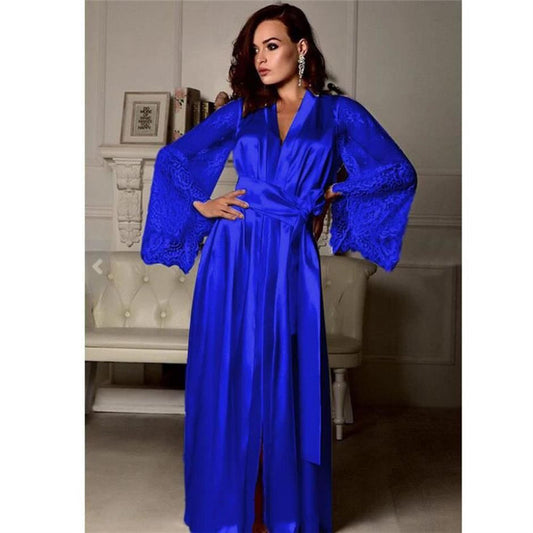 Pijama de seda para mujer, lencería sexy de verano, vestido de bata, elegante