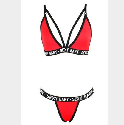 Soutien-gorge et gilet sexy licou, ensemble sexy enveloppé de noir et blanc avec coin latéral anglais