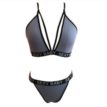 Soutien-gorge et gilet sexy licou, ensemble sexy enveloppé de noir et blanc avec coin latéral anglais