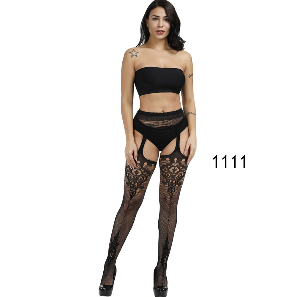 Sexy Garter Stocking Jacquard Pants Hollow