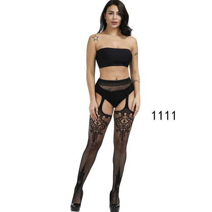 Sexy Garter Stocking Jacquard Pants Hollow