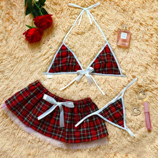 3PC Femmes Sexy Bow Sous-Vêtements Pyjamas Lingerie Uniforme