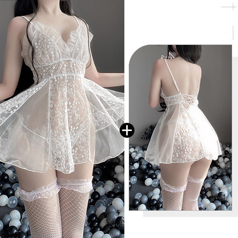 Lencería MujerLace Hollow-Out Ropa de dormir Ropa interior Disfraz