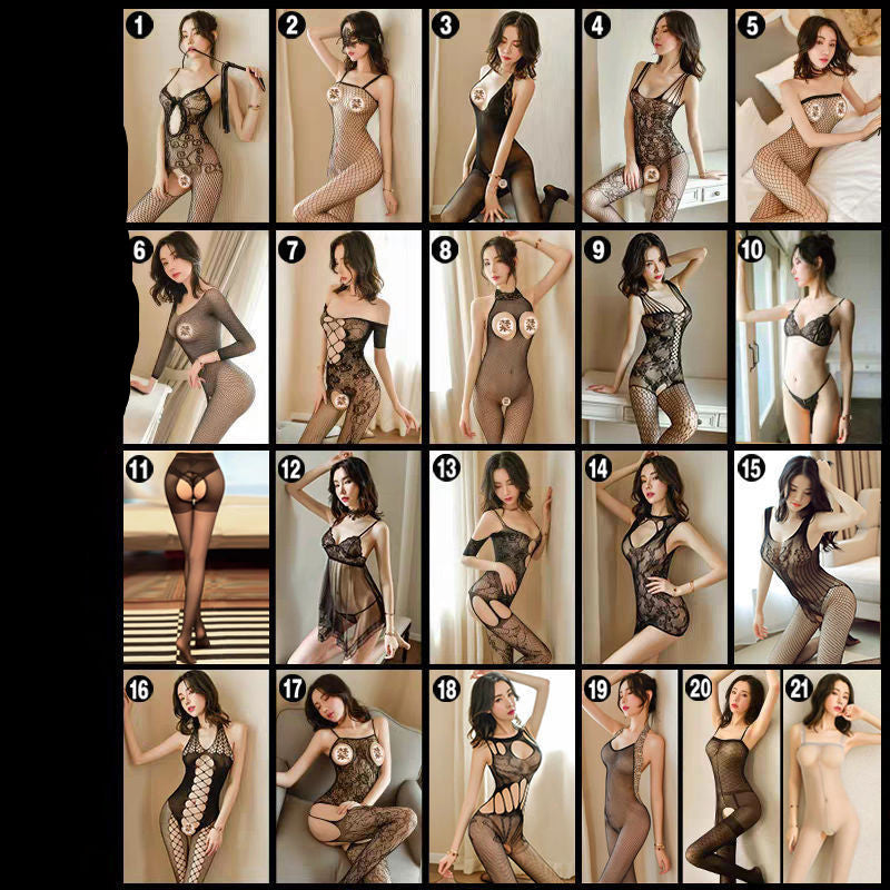 Charmant nouveau filet rouge Lingerie Sexy femme grande taille corps complet vêtements en filet grande taille bas tentation costume Sexy