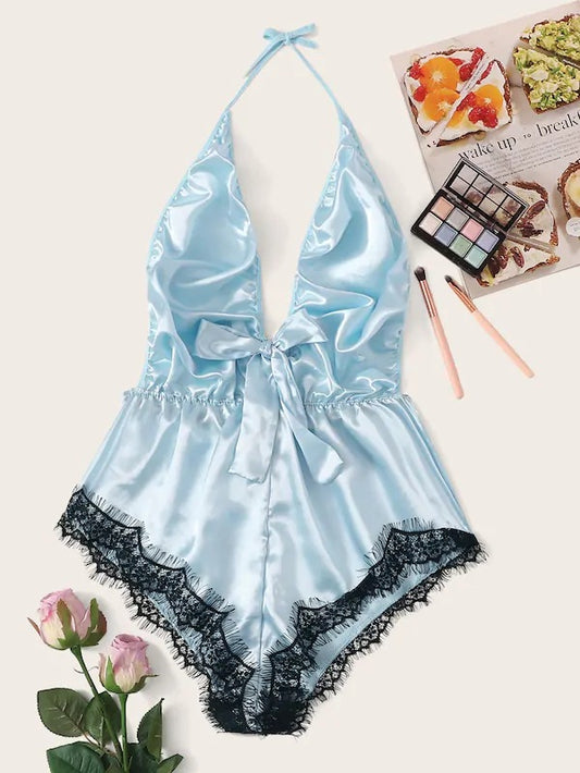Tube Top Ice Silk Pajamas Women Summer Korean Seduction Sexy Sling One Piece Sexy Sleepwear