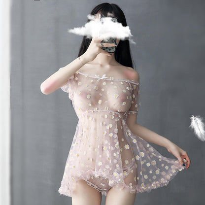 Little Daisy One Shoulder Sexy Nightdress Sexy Lingerie Set