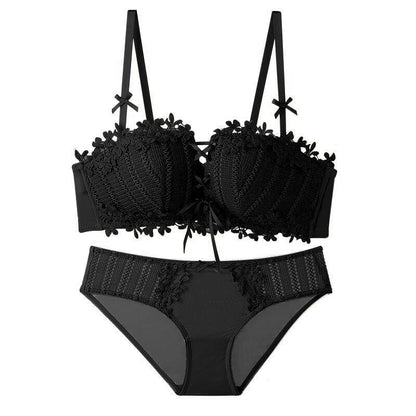 Ensemble de Lingerie florale en dentelle Sexy soutien-gorge Push Up femmes confort