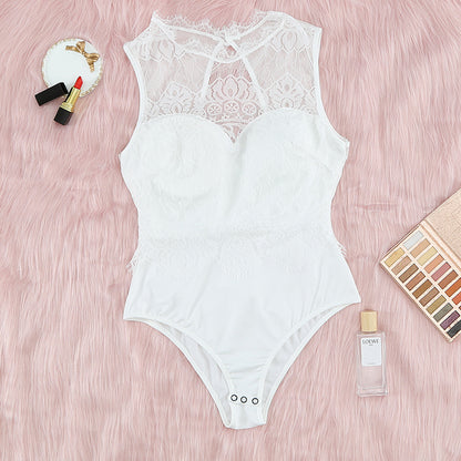 Lingerie Sexy européenne et américaine en dentelle, boucle dissimulée, sans manches, dos nu, moulante, amusante