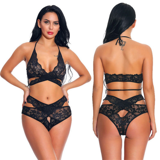 Conjunto de sujetador de encaje sexy de comercio exterior europeo y americano Ropa interior sexy