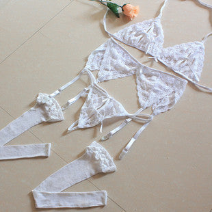 Ensemble de pyjama à trois points pour femmes, lingerie sexy
