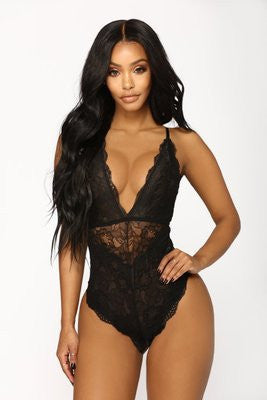 Lencería sexy negro con cordones ropa interior de una pieza para mujer