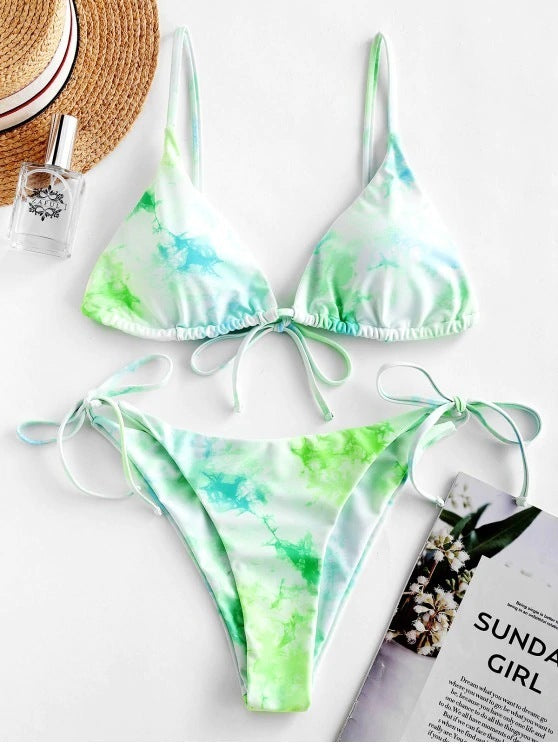 Conjunto de bikini sexy con efecto tie-dye