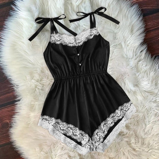 Conjunto de pijama de satén de seda sexy para mujer Conjunto de pijama de encaje