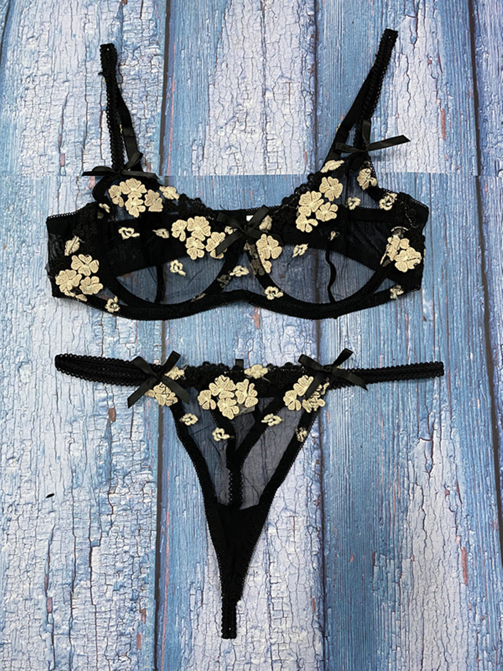 Conjunto de lencería Sexy para mujer, bordado de flores tridimensional, verano, AliExpress, nuevo, Sexy para mujer