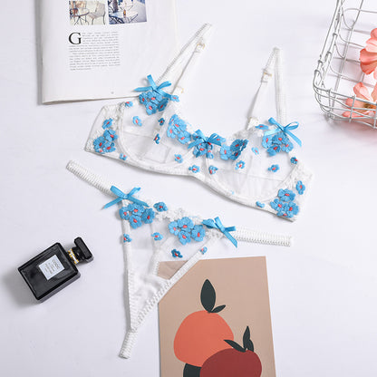 Conjunto de lencería Sexy para mujer, bordado de flores tridimensional, verano, AliExpress, nuevo, Sexy para mujer