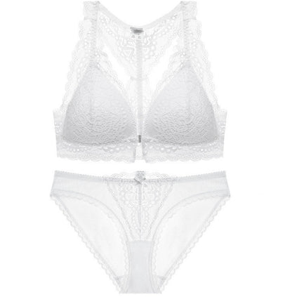 Ensemble de soutien-gorge confortable et respirant sans anneau, sexy en dentelle avec boutons sur le devant
