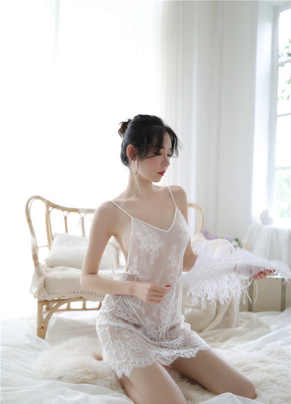 Lencería sexy Camisón con tirantes huecos Pijamas tentación