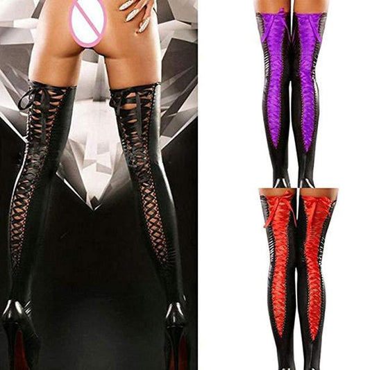 European And American  Lingerie Patent Thigh Leather Socks