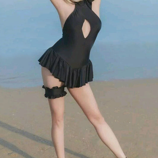 Costume passionné de rosée à col noir pour femmes, lingerie sexy