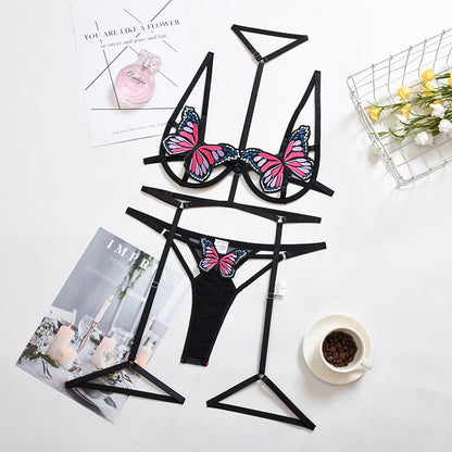 Nuevo estilo, Europa, América, Amazon, gran oferta, lencería sexy de una pieza con bordado de encaje, gran erfly, lencería sexy de tres puntos