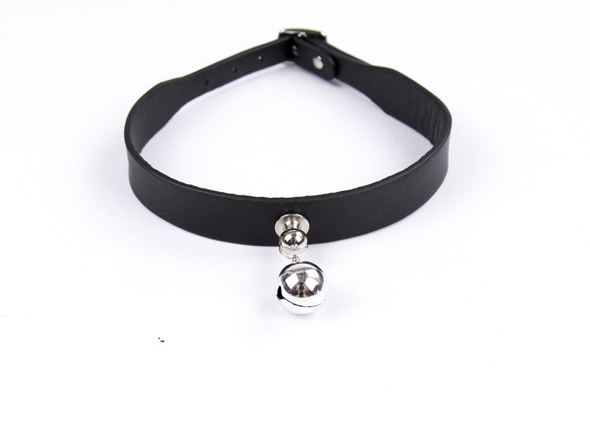 Men's Leather Collar Neck Chain Bell Torture Leather Necklace