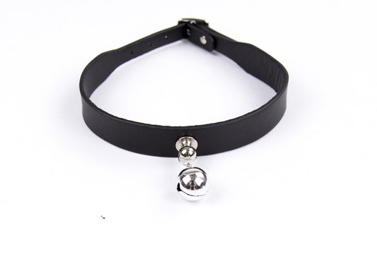 Men's Leather Collar Neck Chain Bell Torture Leather Necklace