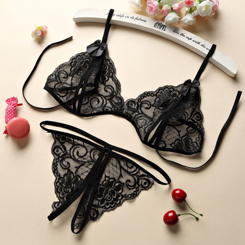 Conjunto de lencería de tul de encaje sexy para mujer