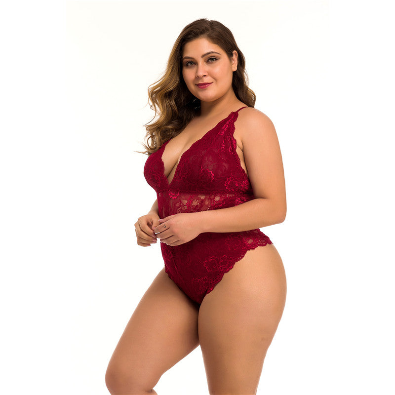 Lingerie sexy en maille de dentelle de grande taille