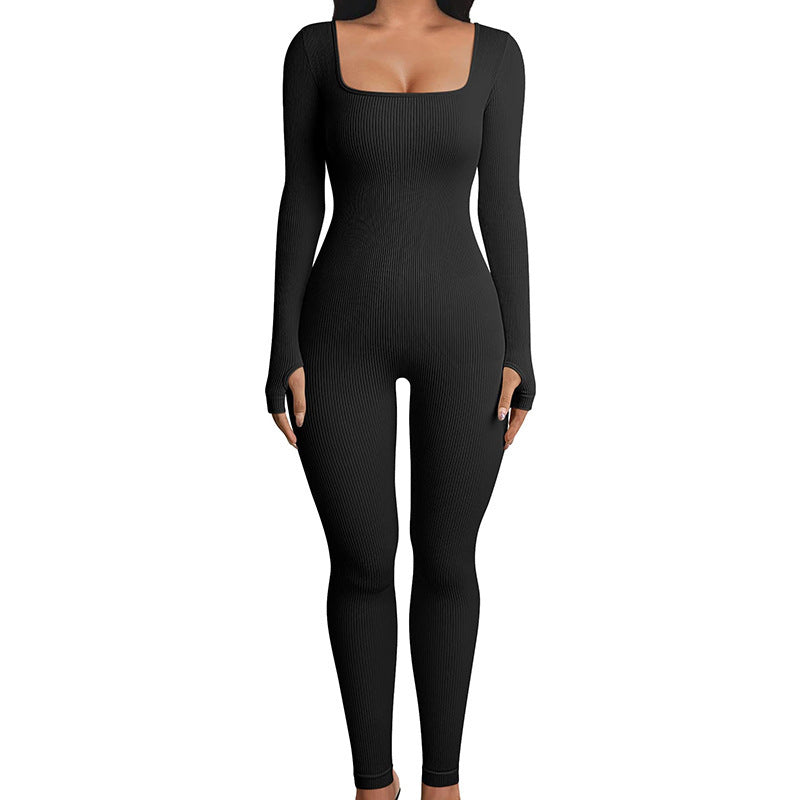 Combinaison sans couture à manches longues Shapewear hanche ascenseur Yoga combinaison sport combinaison body 