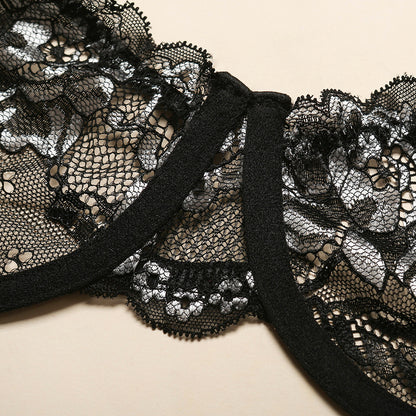 Conjunto de lencería sexy para mujer con encaje y flores