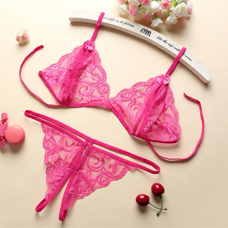 Conjunto de lencería de tul de encaje sexy para mujer