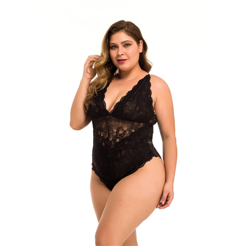 Lingerie sexy en maille de dentelle de grande taille