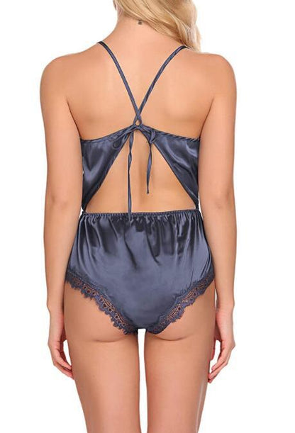 Lingerie une pièce en dentelle pour femmes, écharpe à nouer