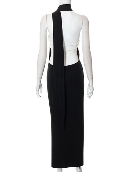 Hot Girl With Big Backless And Thin Temperament Dress Girl