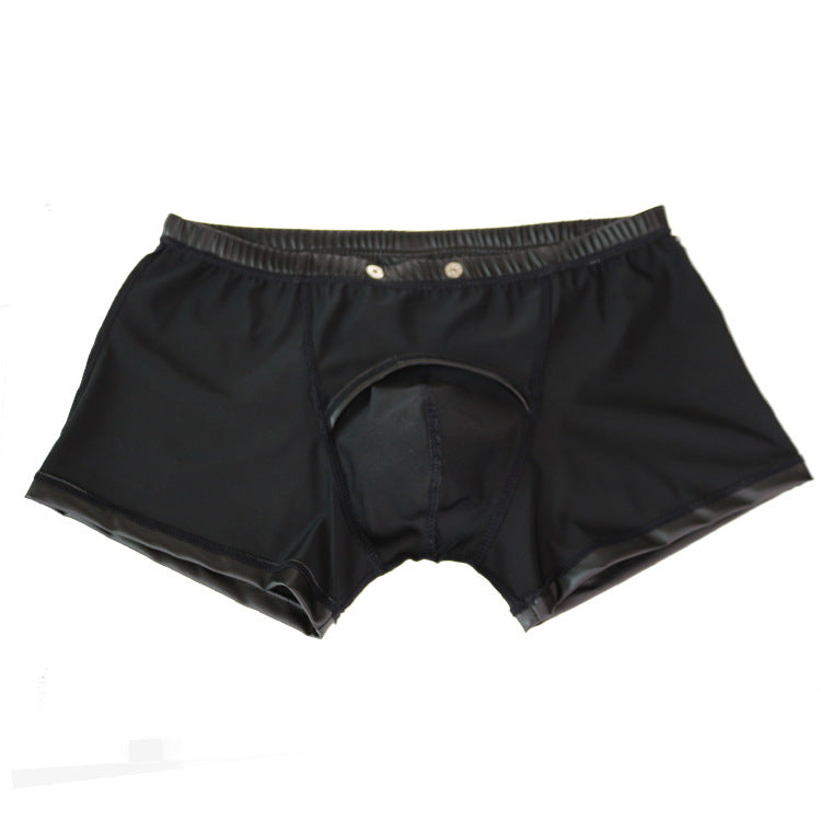 Boxer sexy en cuir verni pour hommes